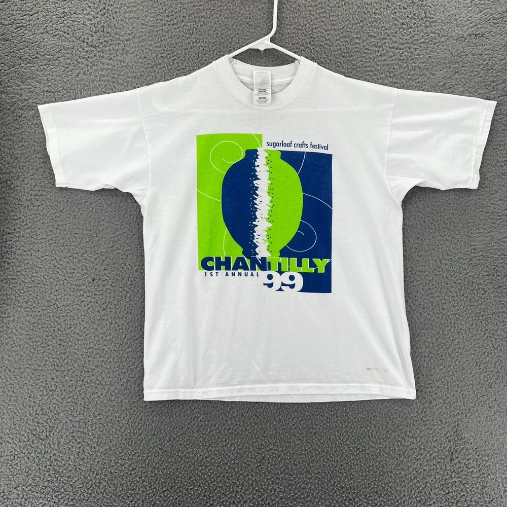 Vintage Fruit Of The Loom Chantilly '99 Crew Neck T-Shirt Men's Large White READ